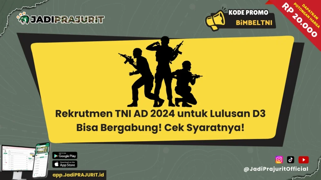 Rekrutmen TNI AD 2024 untuk Lulusan D3