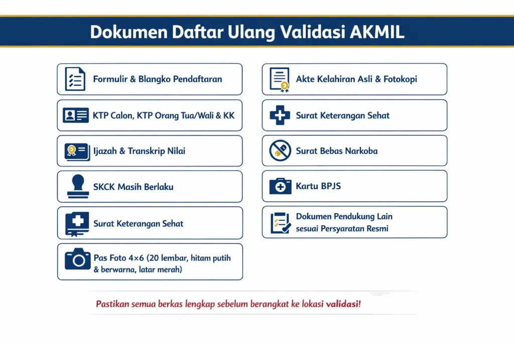 daftar ulang validasi akmil